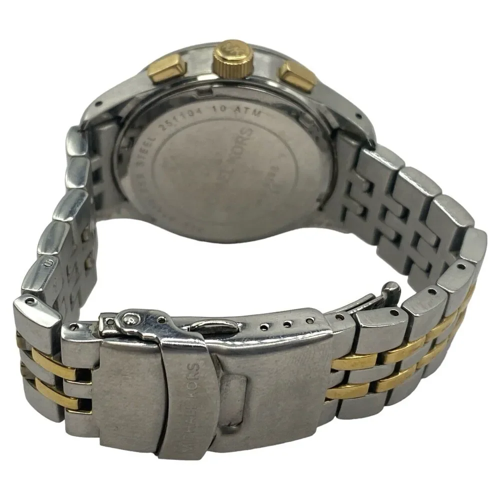 Michael Kors Two Tone Chrono Crystal Accent Bezel Stainless Steel Watch MK5098